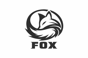 Minimalist Fox in Circle with Bold Text on a Clean White Background Design