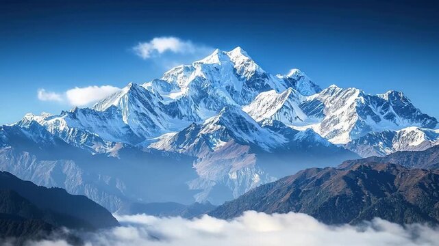 snow-capped kanchenjunga range in sikkim indian landscape video timelapse