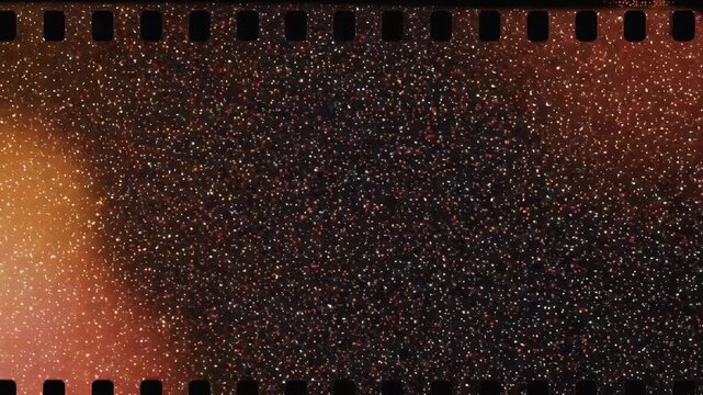 Film strip with granular texture marked by perforation holes Speckled surface with color gradations