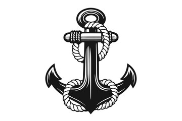 Bold Nautical Anchor with Rope Detail on White Background Maritime Symbol