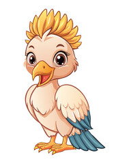 Illustration of a cute cartoon eagle with a friendly, happy expression
