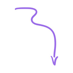 A flowing purple line with an arrow pointing downwards.