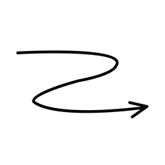 A minimalist handdrawn winding arrow with a zigzag path pointing to the right.