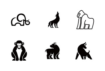 Obraz premium Black Animal Icon Set: Minimalist Wildlife Design