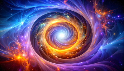 Obraz premium Abstract Spiral Galaxy In Space With Swirling Energy And Colorful Light