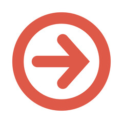 Fototapeta premium Red right arrow icon inside a circular frame.