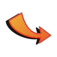 Retro comic style curved arrow pointer icon. © MasloDesign