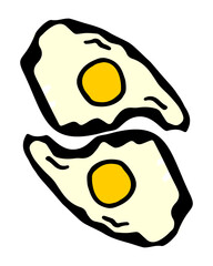 Vector illustration of ready bright scrambled eggs on a white isolated background
