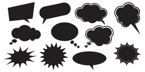 Dynamic collection of speech bubbles and comic book elements perfect for design projects, creative messaging