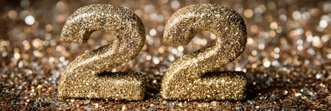 Celebration of a Special Occasion With Sparkling Golden Number 22 on a Shimmering Background