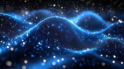 Obraz premium Abstract digital wave of glowing particles