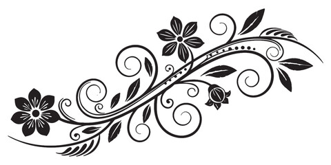 Elegant floral design with swirling vines and leaves, perfect for wedding invitations and stylish branding