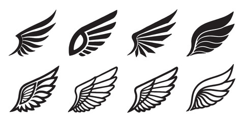 Fototapeta premium Elegant wing designs for logos, emblems, and creative projects, offering a symbol of freedom and inspiration