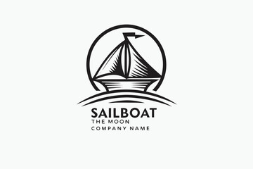 Sailboat Icon Minimalistic Logo Design on White Background