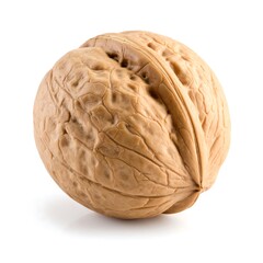 Obraz premium Single walnut, whole, isolated, light brown
