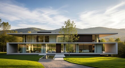 Sleek modern home harmonizing nature and innovative design with expansive windows