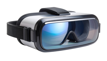 Modern VR headset with sleek design, isolated on transparent background.
