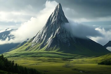 Fototapeta premium A large mountain peak, fantasy,