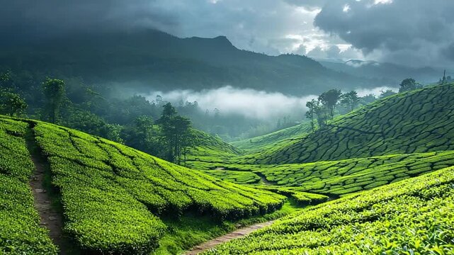 misty tea plantations in munnar kerala indian landscape video