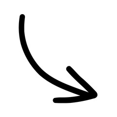 A dynamically spiraling hand-drawn arrow points downwards, symbolizing a whimsical direction or a playful design element for various graphic needs