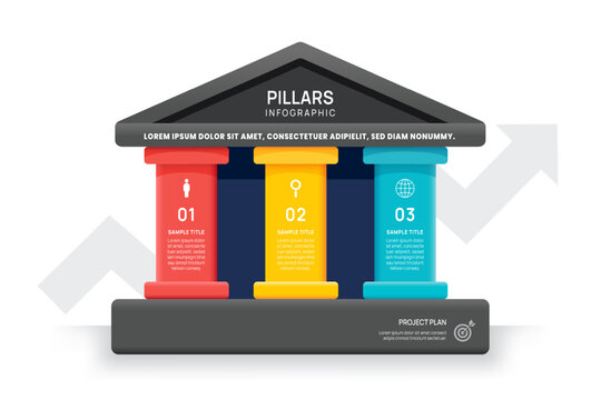 Pillars framework with arrow Infographic diagram chart template for business presentation vector illustration.