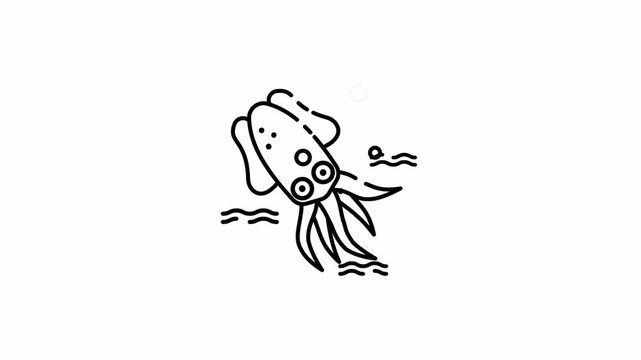 Animated Squid Illustration: Simple, Clean, and Minimalist Design