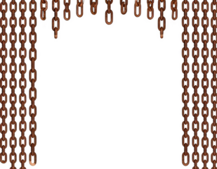Rusty metal chains forming a spooky Halloween frame border on a black background.