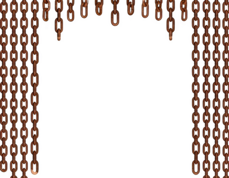 Rusty metal chains forming a spooky Halloween frame border on a black background.