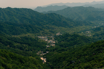 Fototapeta premium Majestic mountains near the great wall of China. Mutianyu