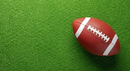 American Football on Green Turf:  High-Angle View, Copy Space, Sports Background