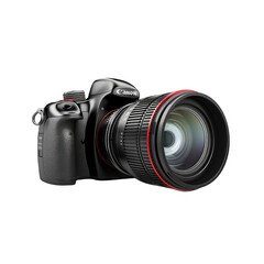 Fototapeta premium Modern DSLR camera, black body, large lens