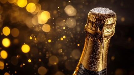 Celebrating with a bottle of sparkling wine isolated on a dark background beverage photography luxurious environment close-up view sparkling concept