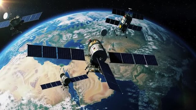 Animation of geostationary satellites around Earth&rsquo;s circumference