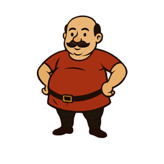 Fat man cartoon character red shirt 