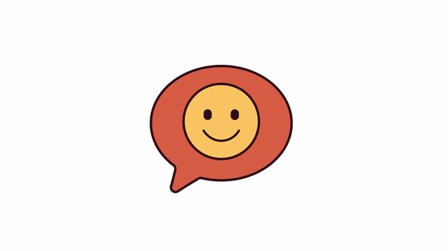 Happy Emoticon in Speech Bubble: Positive Communication