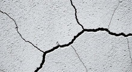 Fototapeta premium Striking image of textured white wall with stark black cracks creating abstract patterns