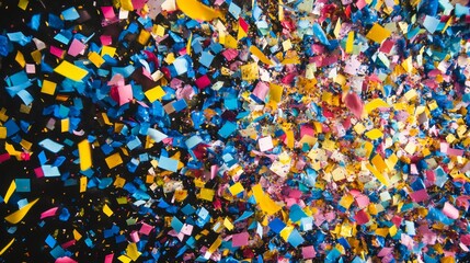 Obraz premium Vibrant celebration of colorful confetti burst festive atmosphere digital art dynamic view joyful concept