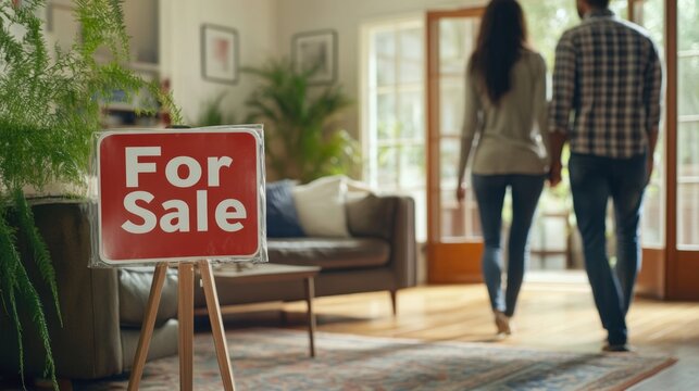A couple walking through a newly listed home real estate interior design cozy atmosphere perspective exploring opportunities