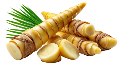 Yacon Roots: A vibrant close-up showcases the organic, healthy, and delicious attributes of yacon roots. Illustrating fresh, raw, and natural culinary delight.