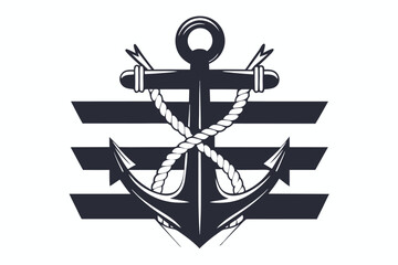 Nautical Anchor with Rope on a White Background Design