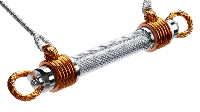 Steel Cable: A close-up shot of a meticulously crafted steel cable, showcasing its strength, intricate design, and engineering precision.