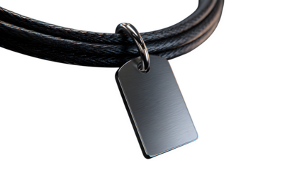 3D product tag hanging from bracelet, zoomed in