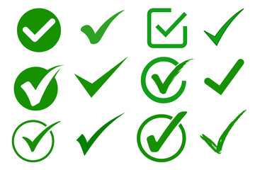Set of Check mark, check mark icon, set of tick check mark sign, approved, correct, yes, tested 
