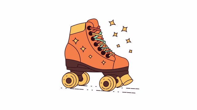 Retro 70s Roller Skate Glides and Sparkles in a Fun, Dynamic 2D Animation