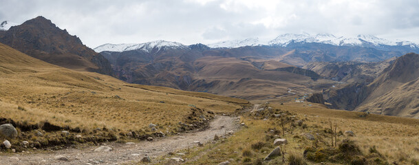View of Caucasus mountains in autumn