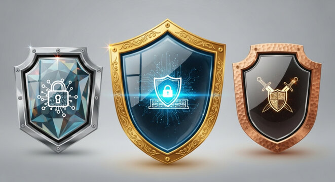 Security shield protection cyber security data privacy network safety technology concept vector illustration