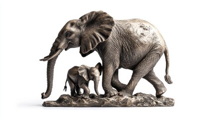 Obraz premium Mother elephant walking with calf in serene natural habitat wildlife photography capturing maternal bonding