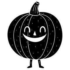 Cute smiling pumpkin character silhouette vector illustration