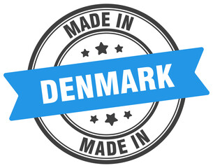 Made in Denmark round sign. Made in Denmark stamp.