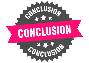 conclusion. conclusion round pink label isolated on transparent background